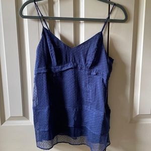 American Eagle small fitted navy polka dot tank
